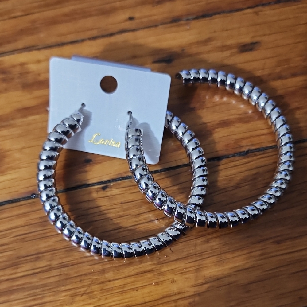 Anita Silver Textured Hoop Earrings